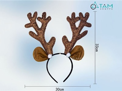 Cài Noel sừng tuần lộc nâu kim tuyến X-CAI-05